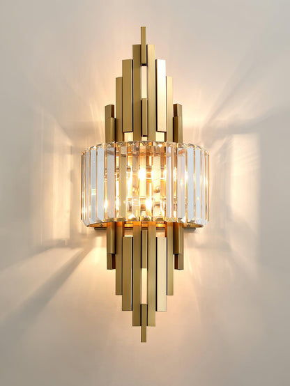 Kubica Crystal Wall Lamp | Stainless Steel & Crystal Glass | Gold