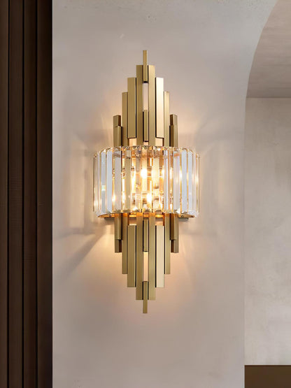 Kubica Crystal Wall Lamp | Stainless Steel & Crystal Glass | Gold