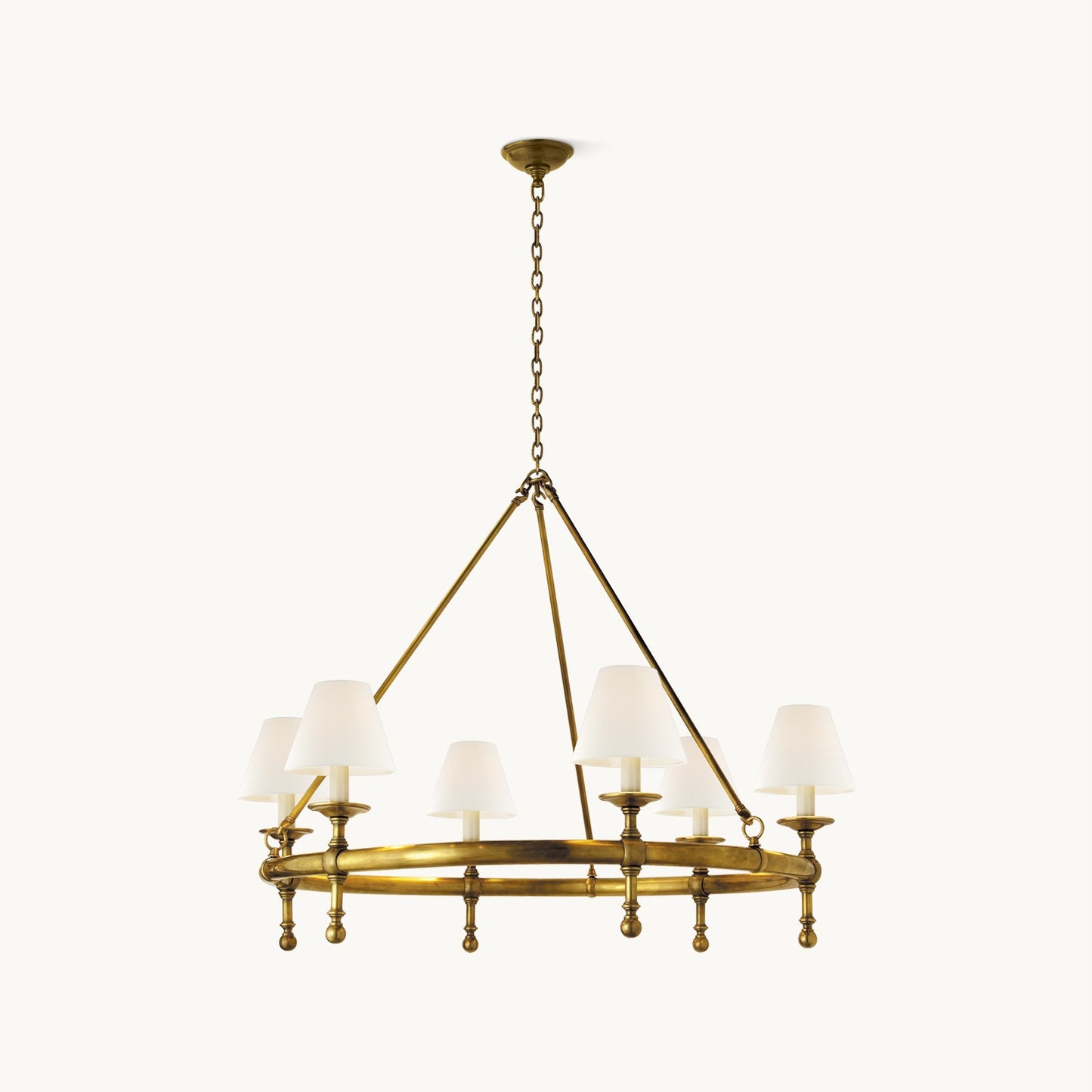 Kynlee Chandelier | Brass & Fabric | 6-Light Retro Design