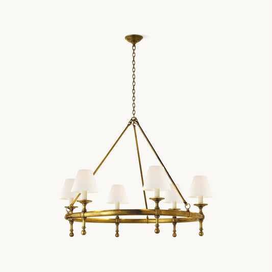 Kynlee Chandelier | Brass & Fabric | 6-Light Retro Design
