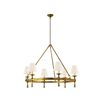 Kynlee Chandelier | Brass & Fabric | 6-Light Retro Design