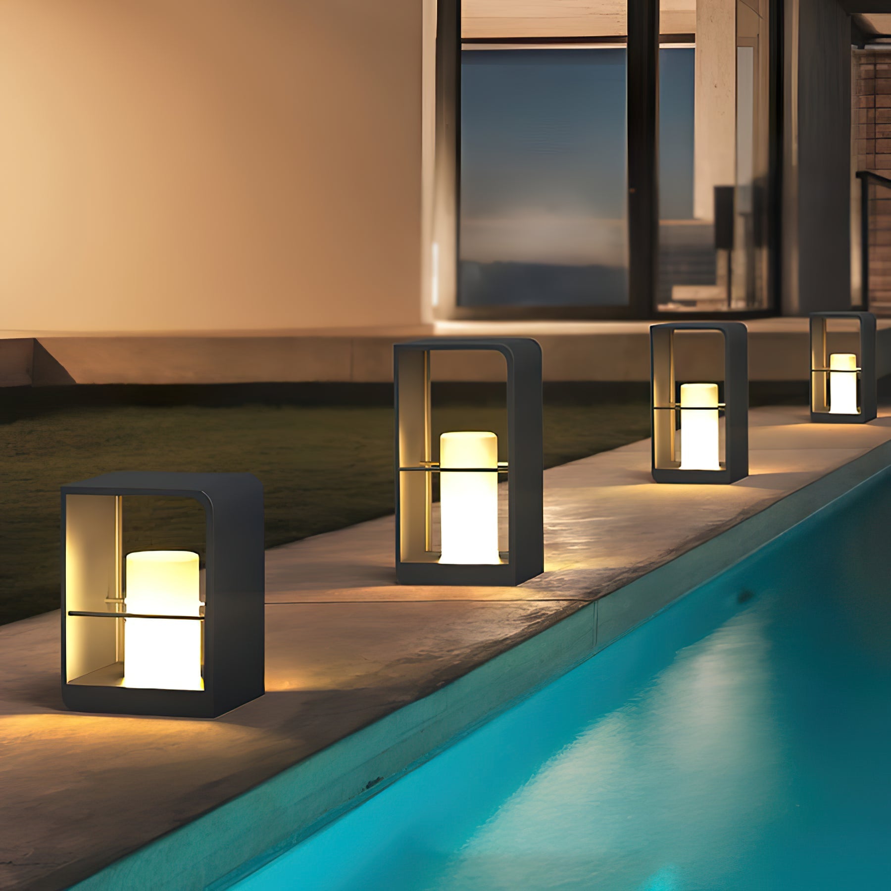 LED Garden Lantern | Stainless Steel | Black & White