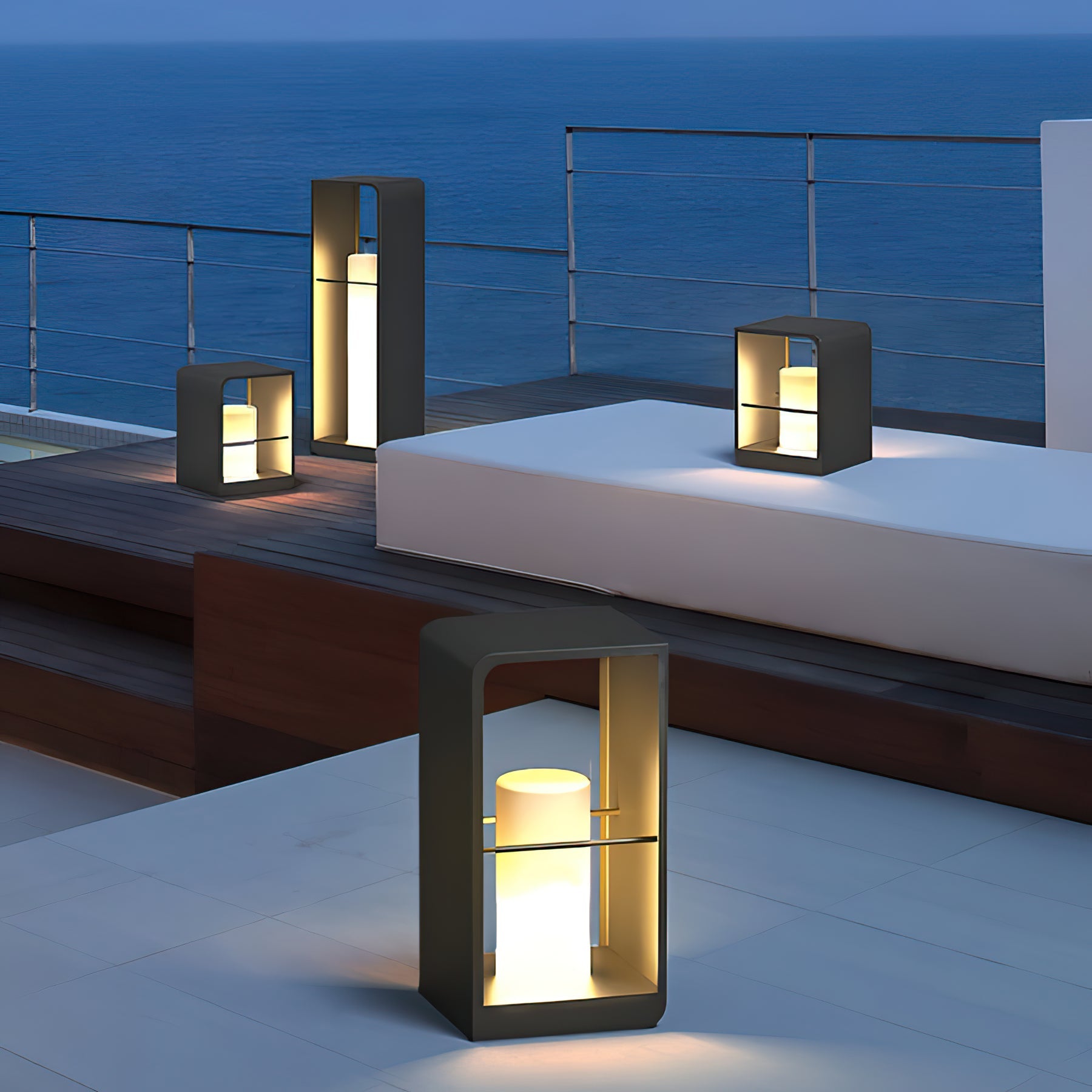 LED Garden Lantern | Stainless Steel | Black & White