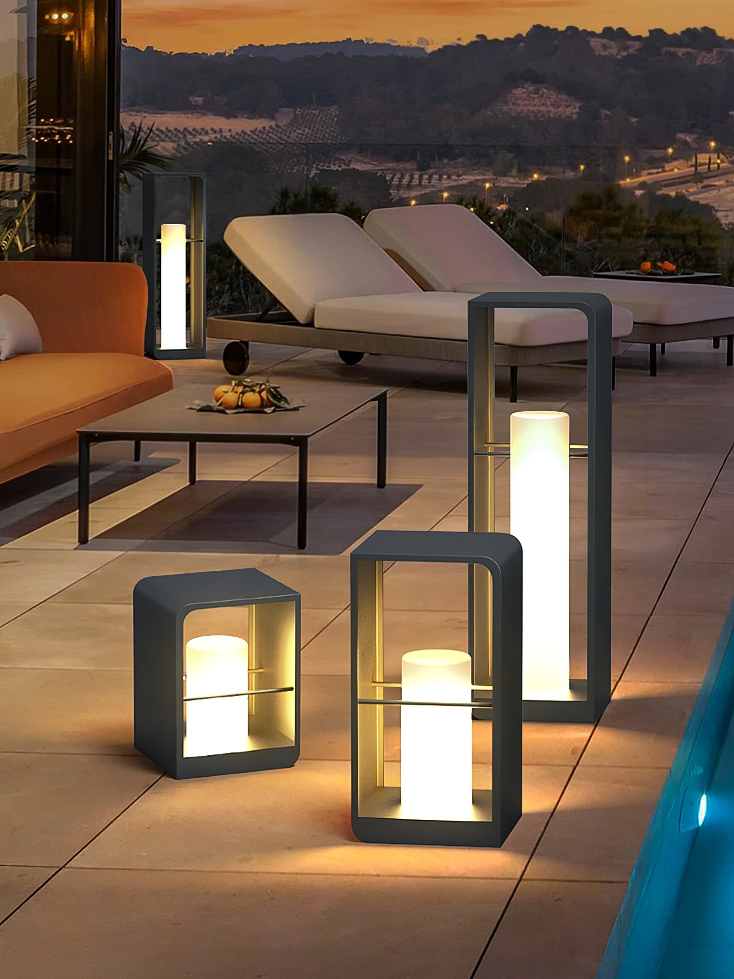 LED Garden Lantern | Stainless Steel | Black & White