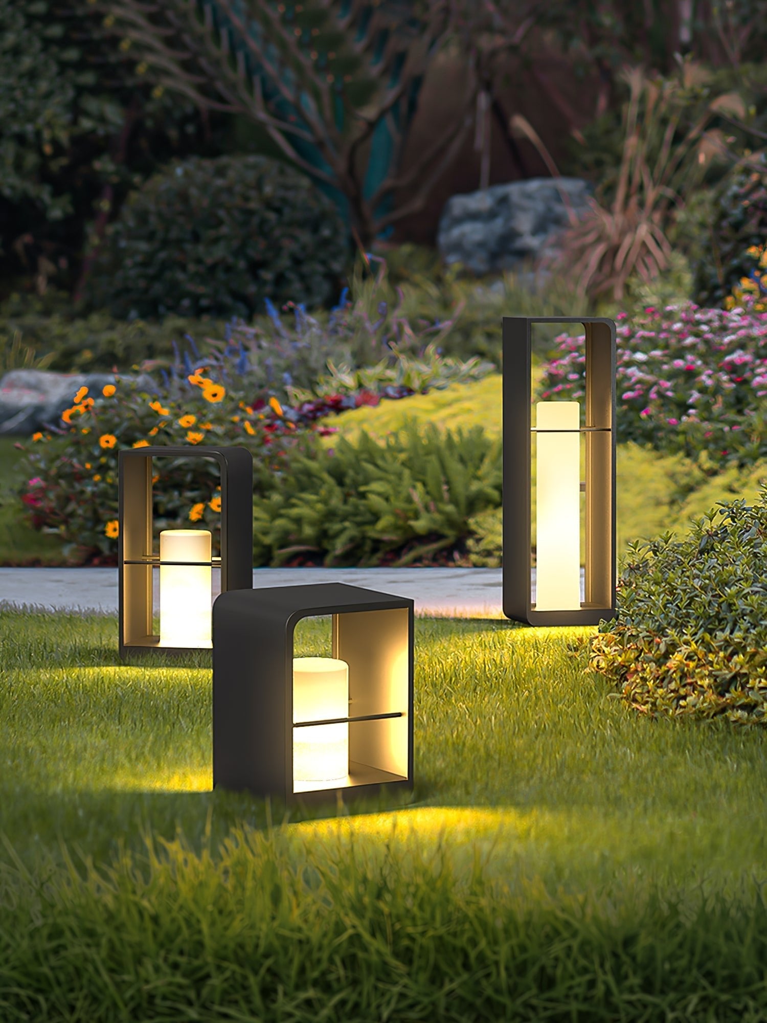 LED Garden Lantern | Stainless Steel | Black & White