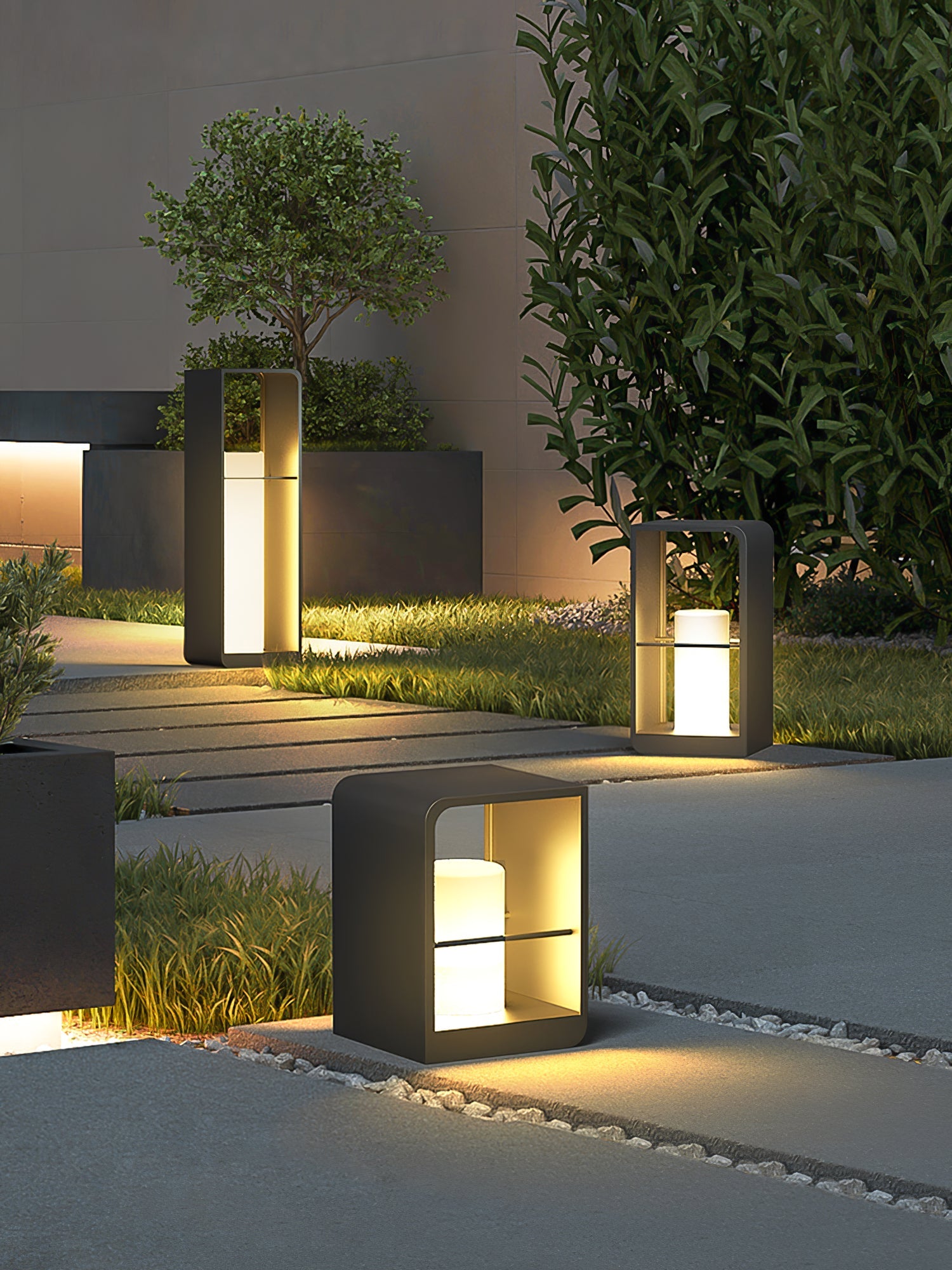 LED Garden Lantern | Stainless Steel | Black & White