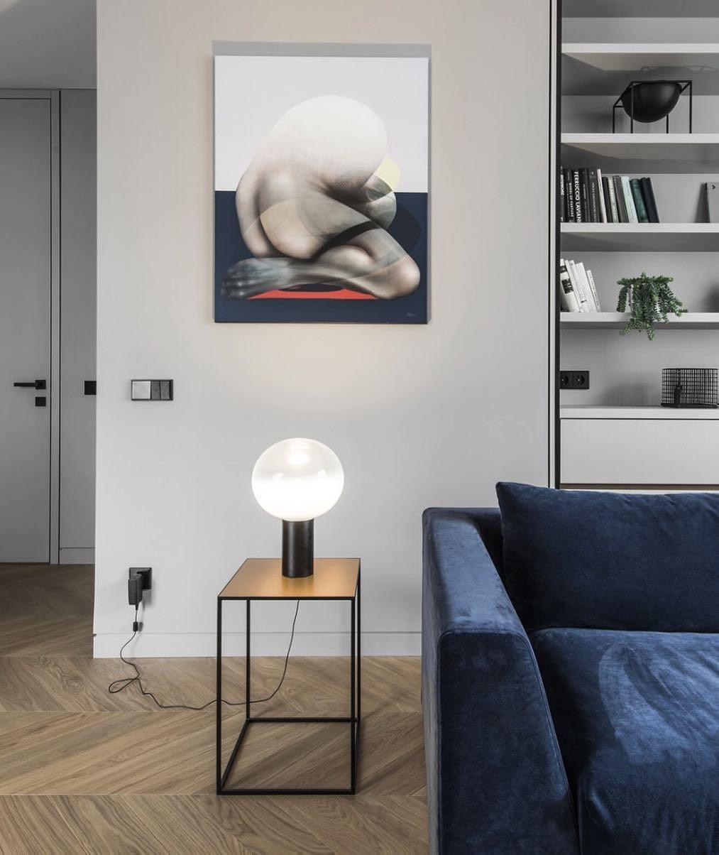 Laguna Table Lamp | Hand-Blown Glass & Aluminum | Gold Finish