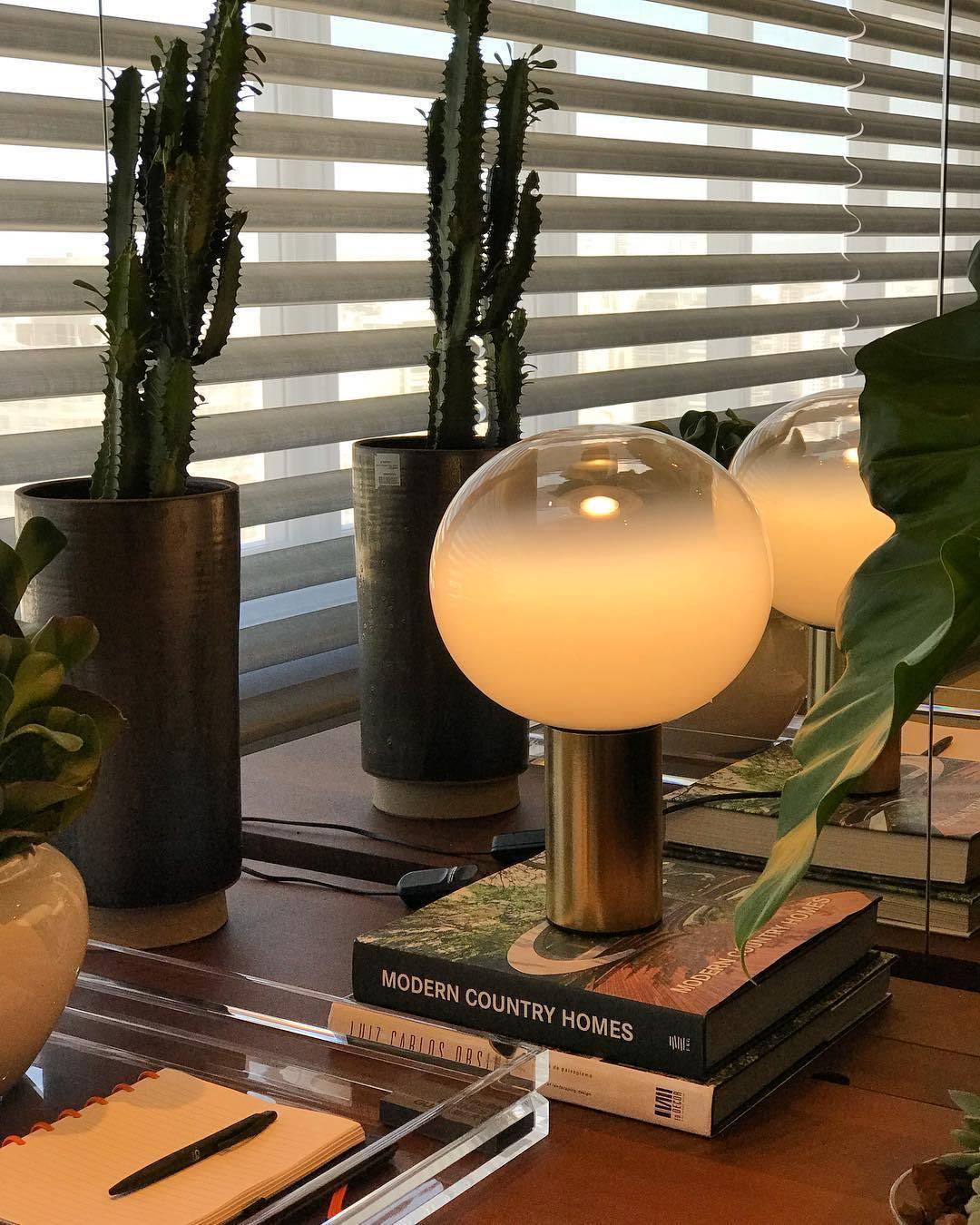 Laguna Table Lamp | Hand-Blown Glass & Aluminum | Gold Finish