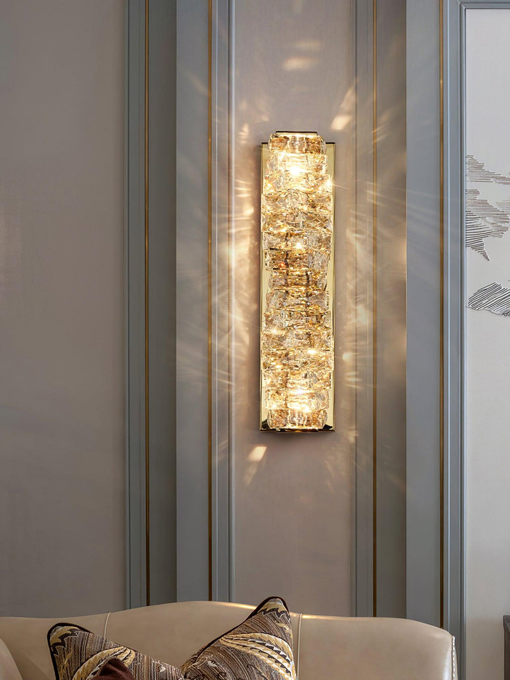 Laminated Crystal Wall Light | Stainless Steel & Crystal | Gold/Chrome