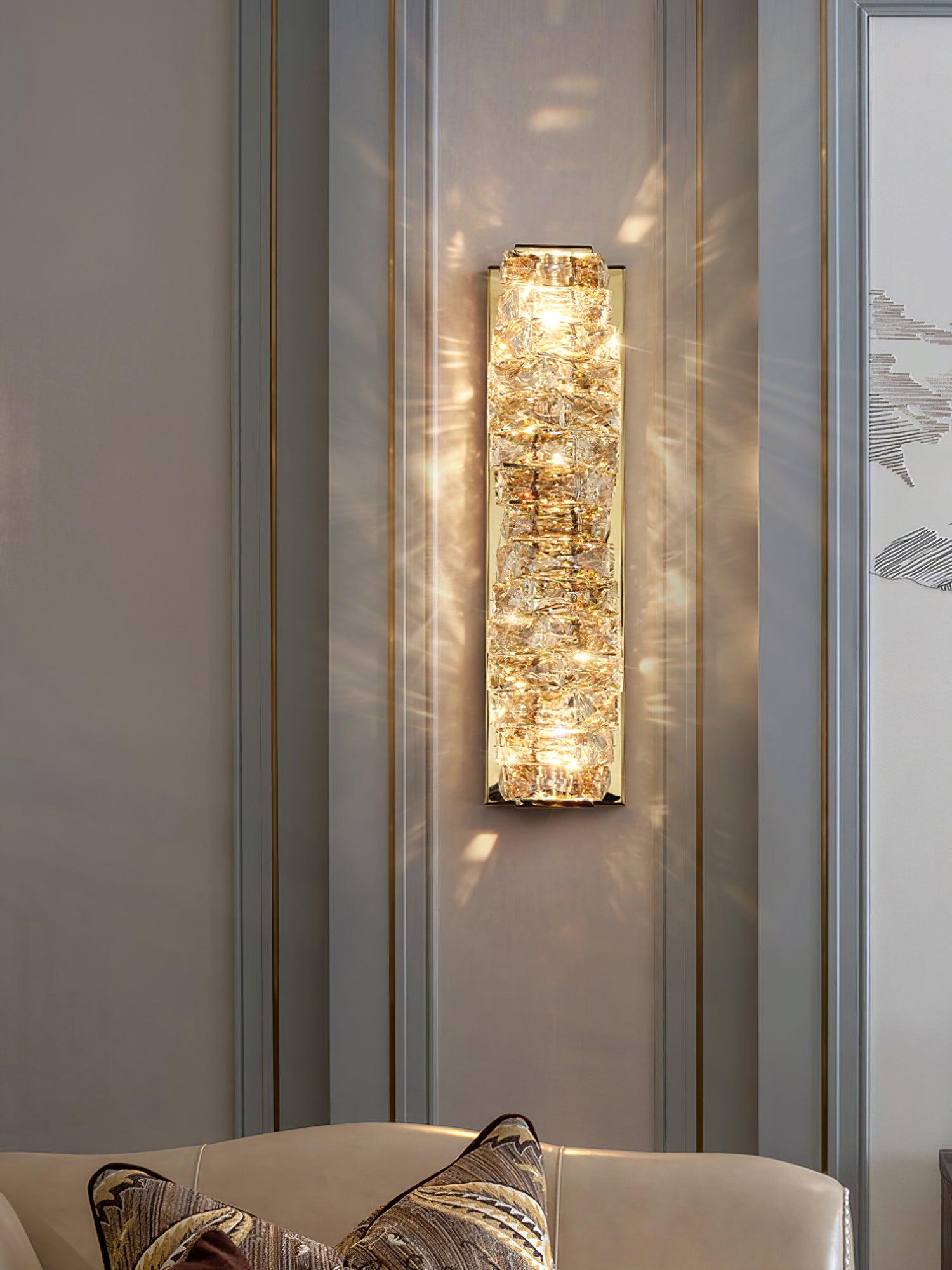 Laminated Crystal Wall Light | Stainless Steel & Crystal | Gold/Chrome