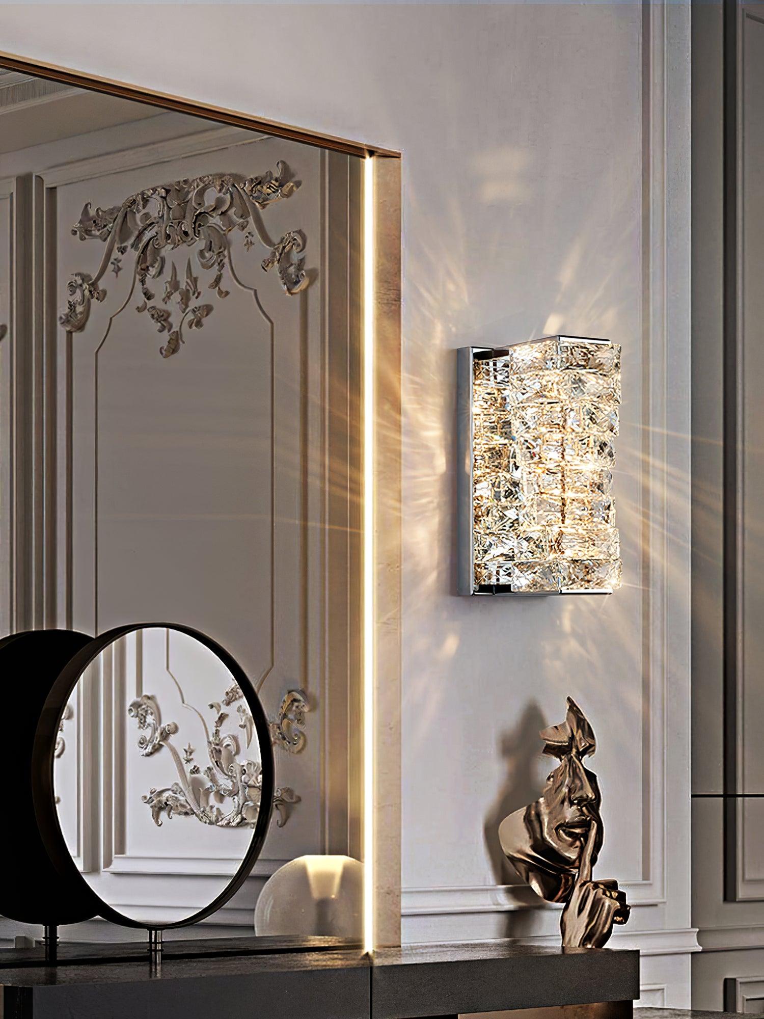 Laminated Crystal Wall Light | Stainless Steel & Crystal | Gold/Chrome