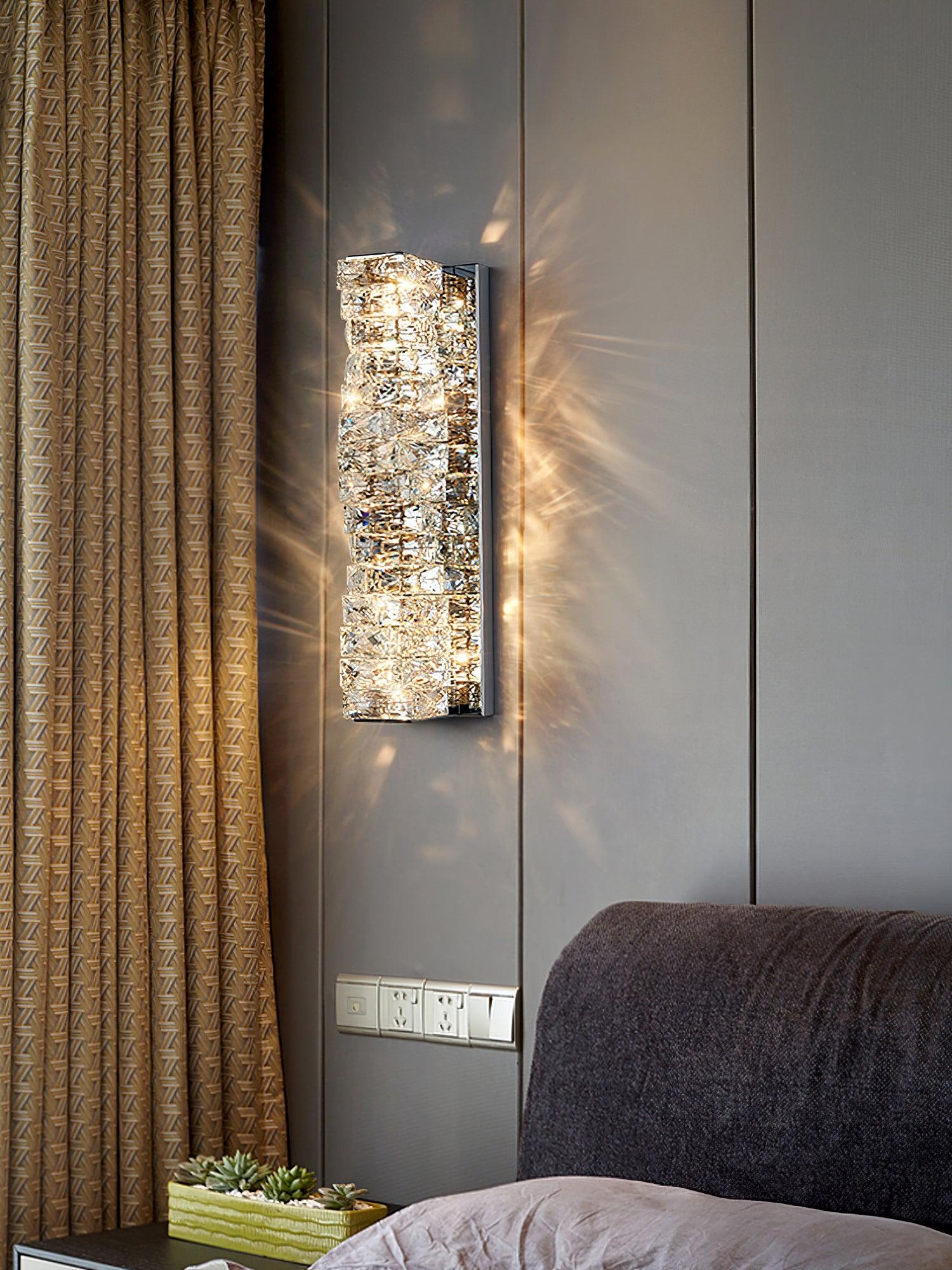 Laminated Crystal Wall Light | Stainless Steel & Crystal | Gold/Chrome