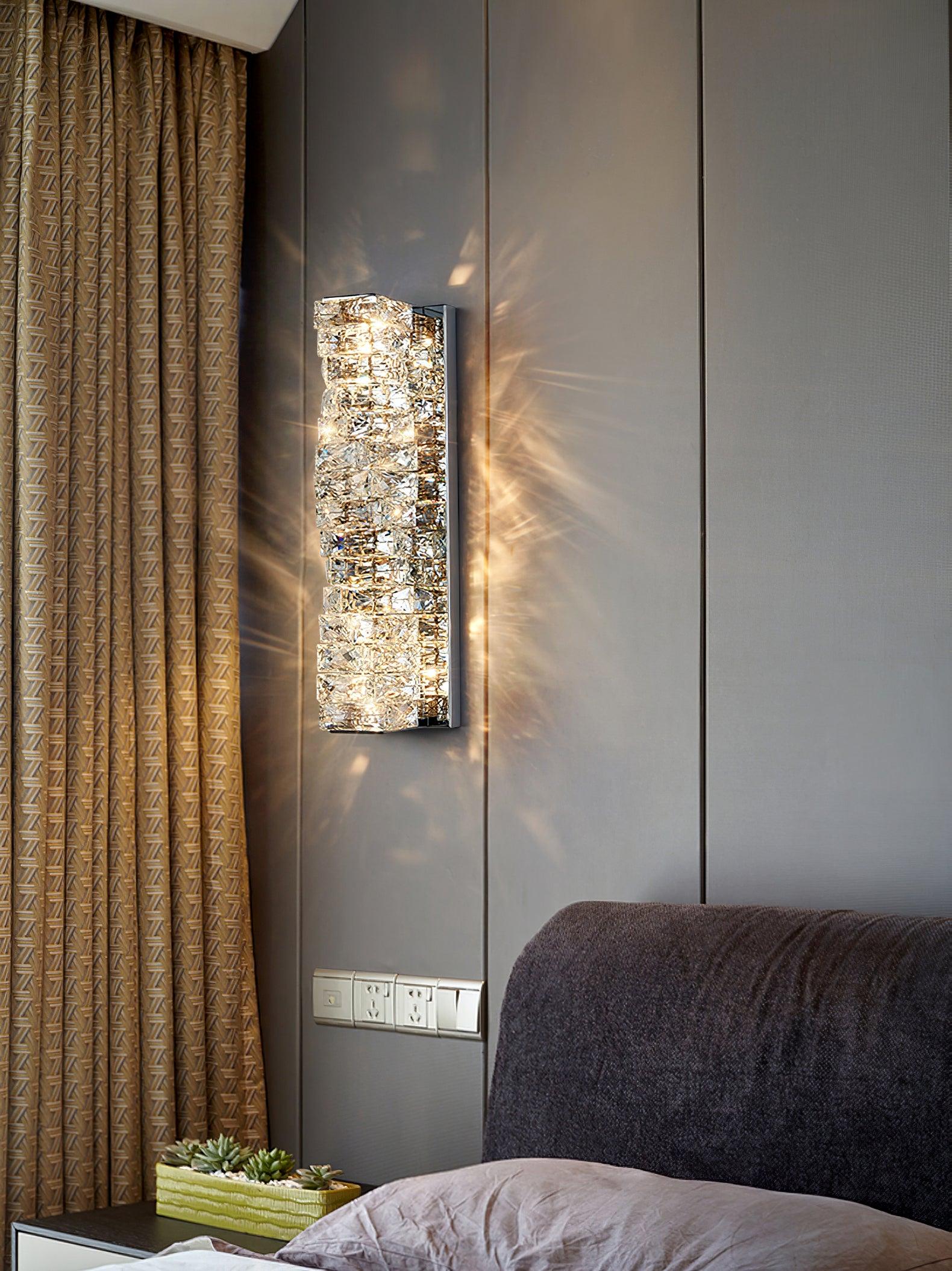 Laminated Crystal Wall Light | Stainless Steel & Crystal | Gold/Chrome