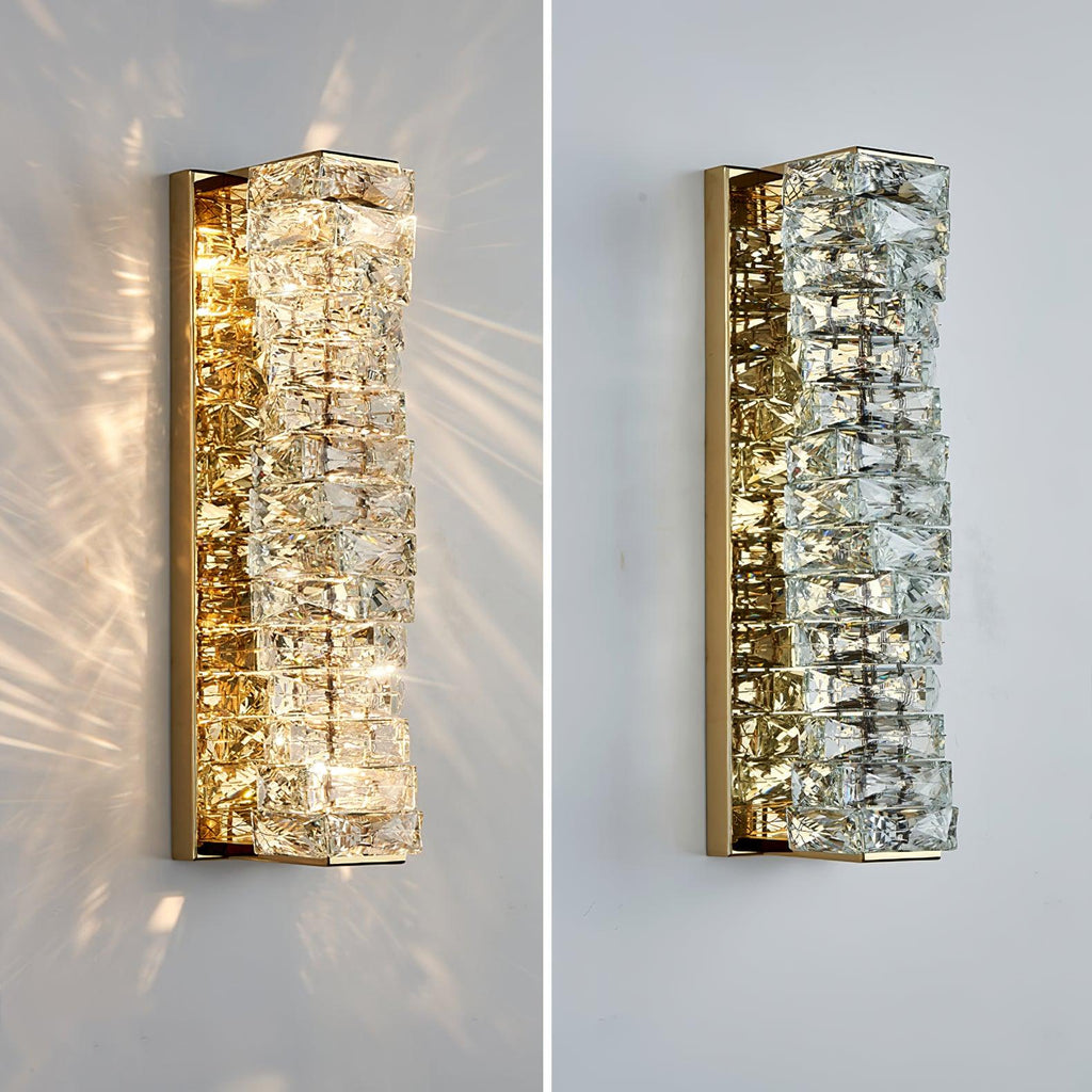 Laminated Crystal Wall Light | Stainless Steel & Crystal | Gold/Chrome