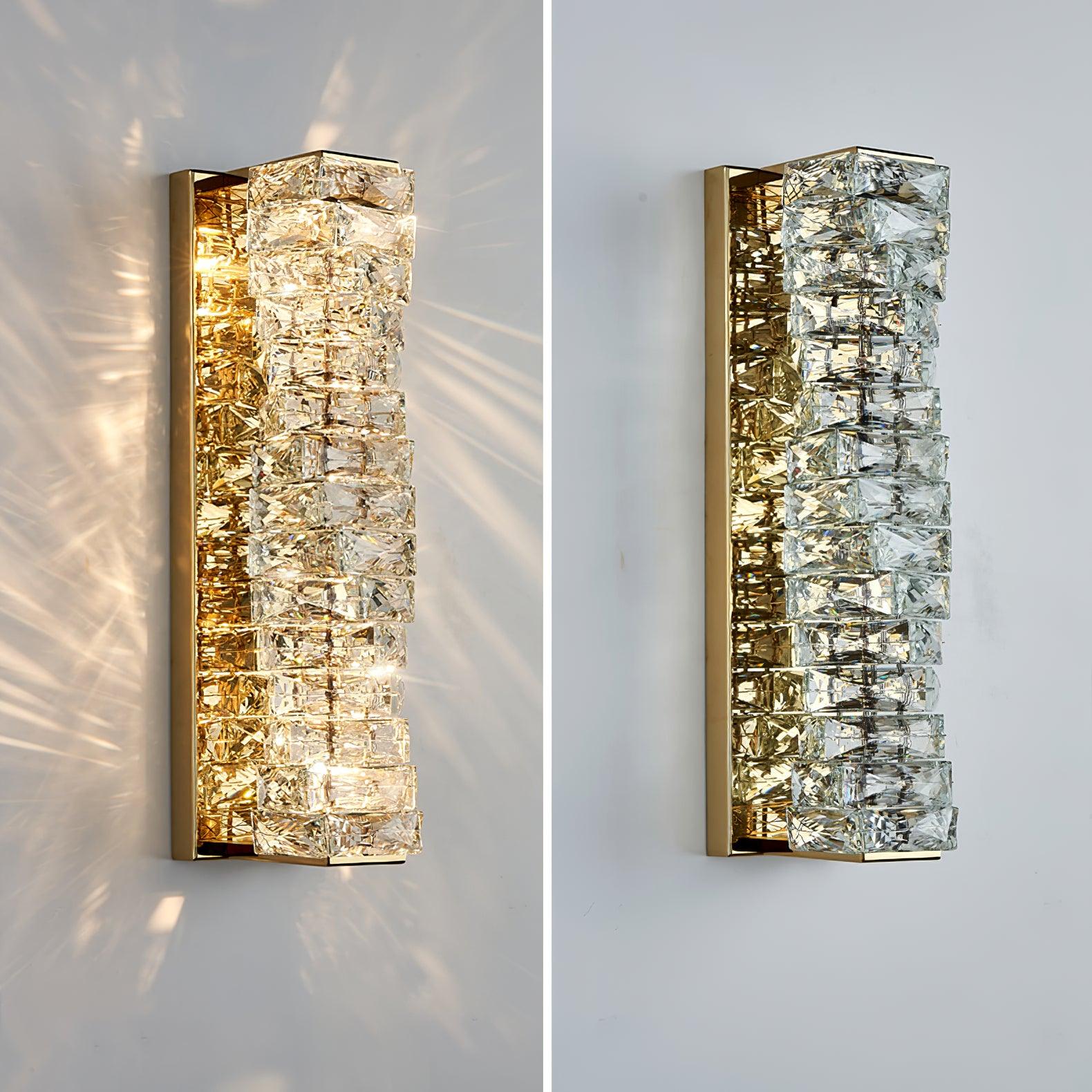 Laminated Crystal Wall Light | Stainless Steel & Crystal | Gold/Chrome