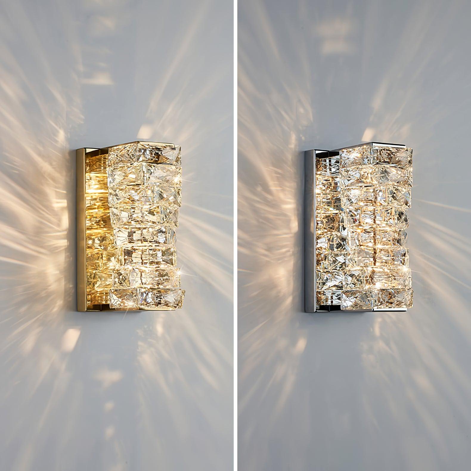 Laminated Crystal Wall Light | Stainless Steel & Crystal | Gold/Chrome