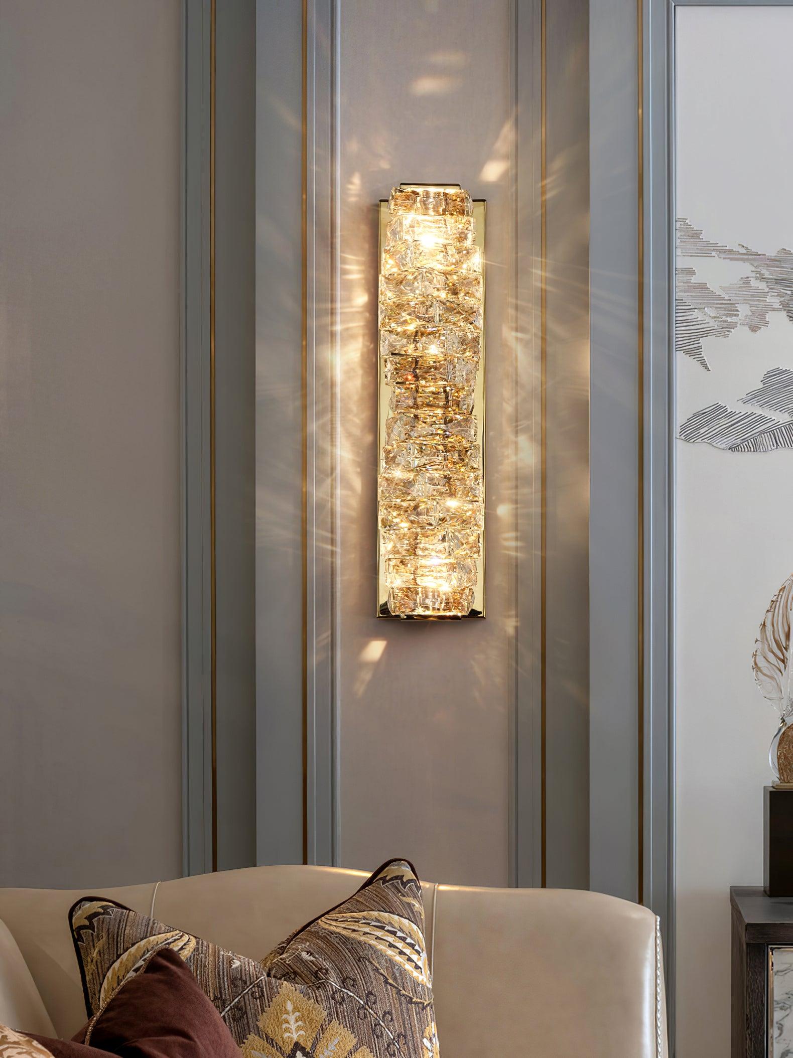 Laminated Crystal Wall Light | Stainless Steel & Crystal | Gold/Chrome