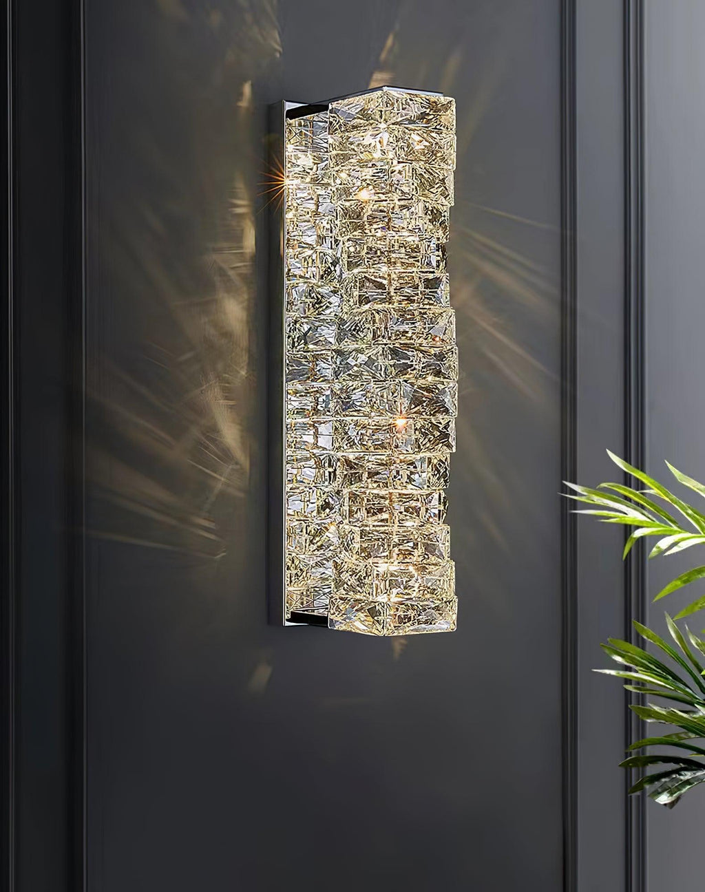 Laminated Crystal Wall Light | Stainless Steel & Crystal | Gold/Chrome