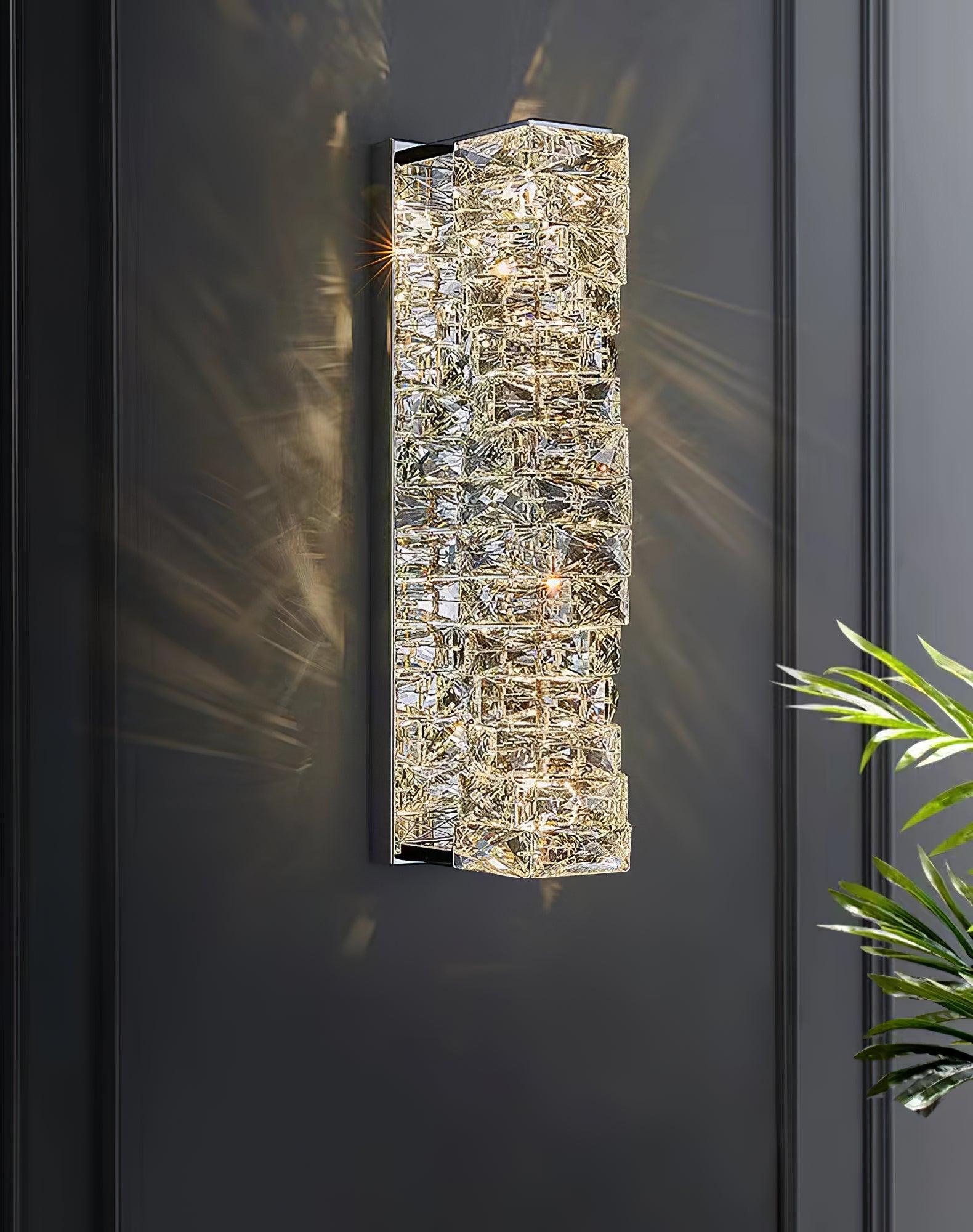 Laminated Crystal Wall Light | Stainless Steel & Crystal | Gold/Chrome