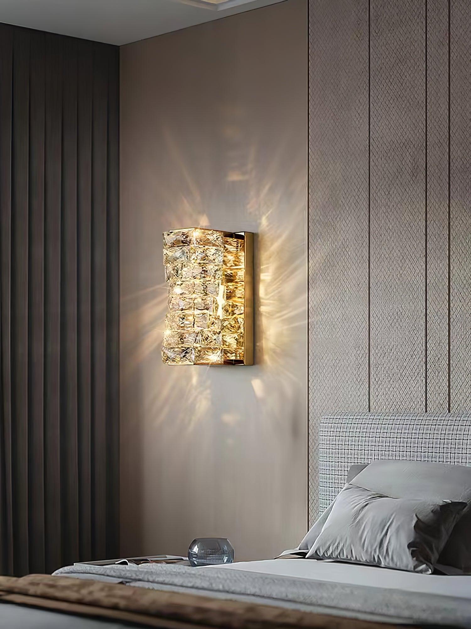 Laminated Crystal Wall Light | Stainless Steel & Crystal | Gold/Chrome