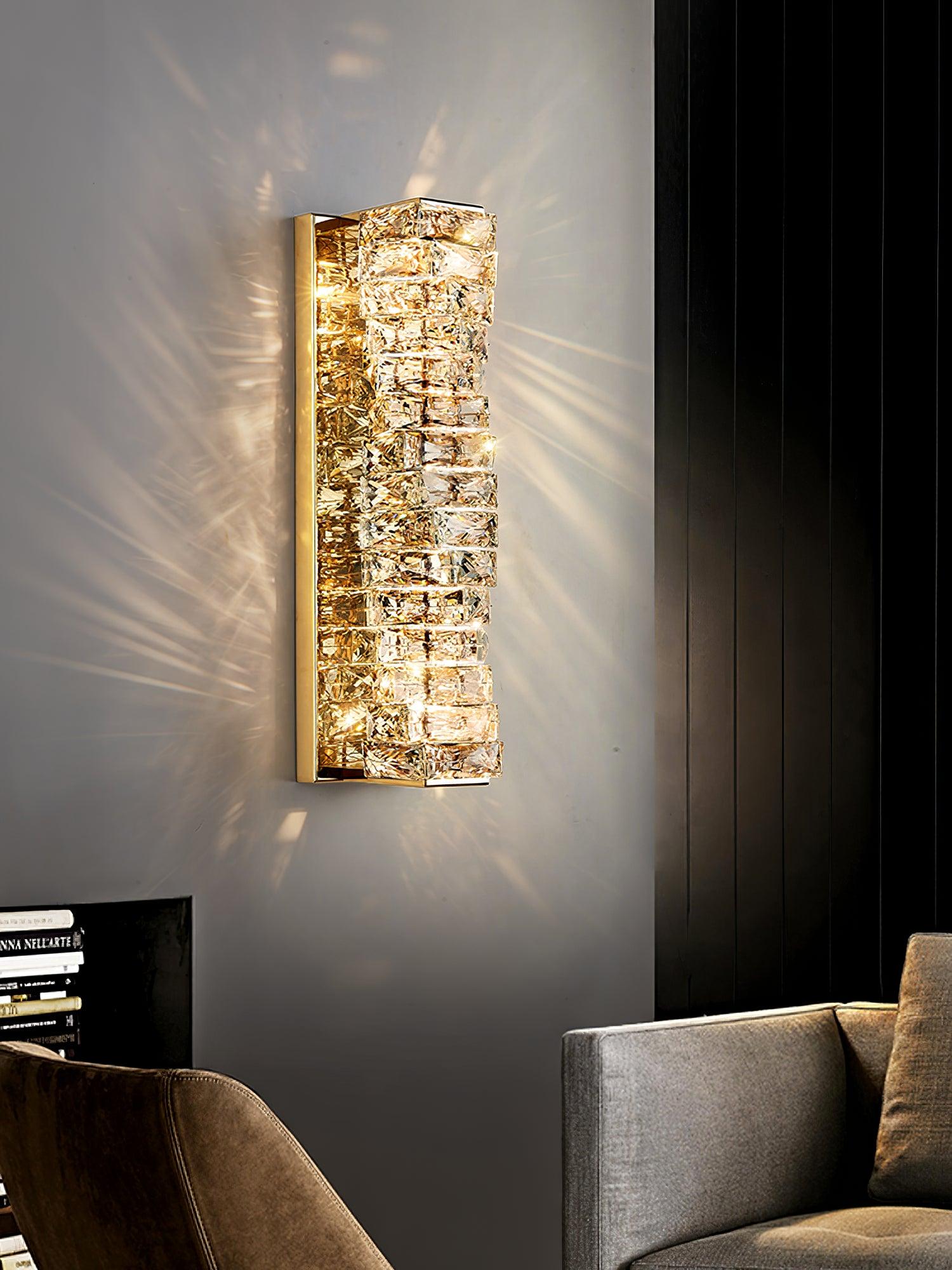Laminated Crystal Wall Light | Stainless Steel & Crystal | Gold/Chrome