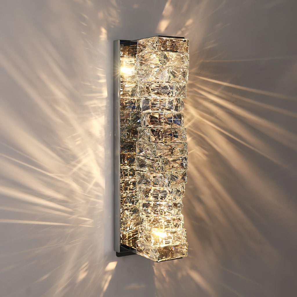 Laminated Crystal Wall Light | Stainless Steel & Crystal | Gold/Chrome