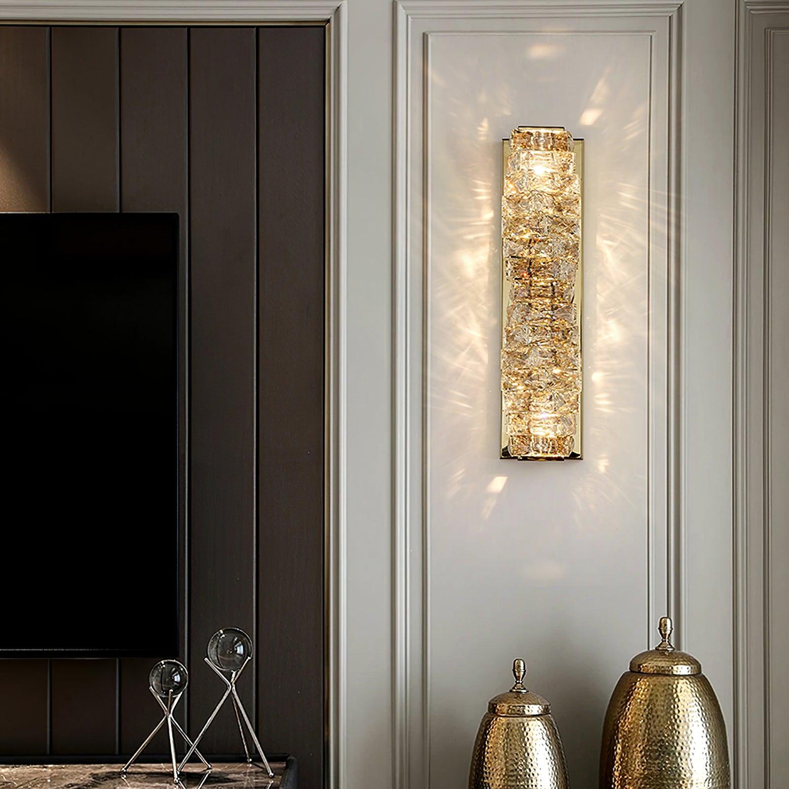Laminated Crystal Wall Light | Stainless Steel & Crystal | Gold/Chrome