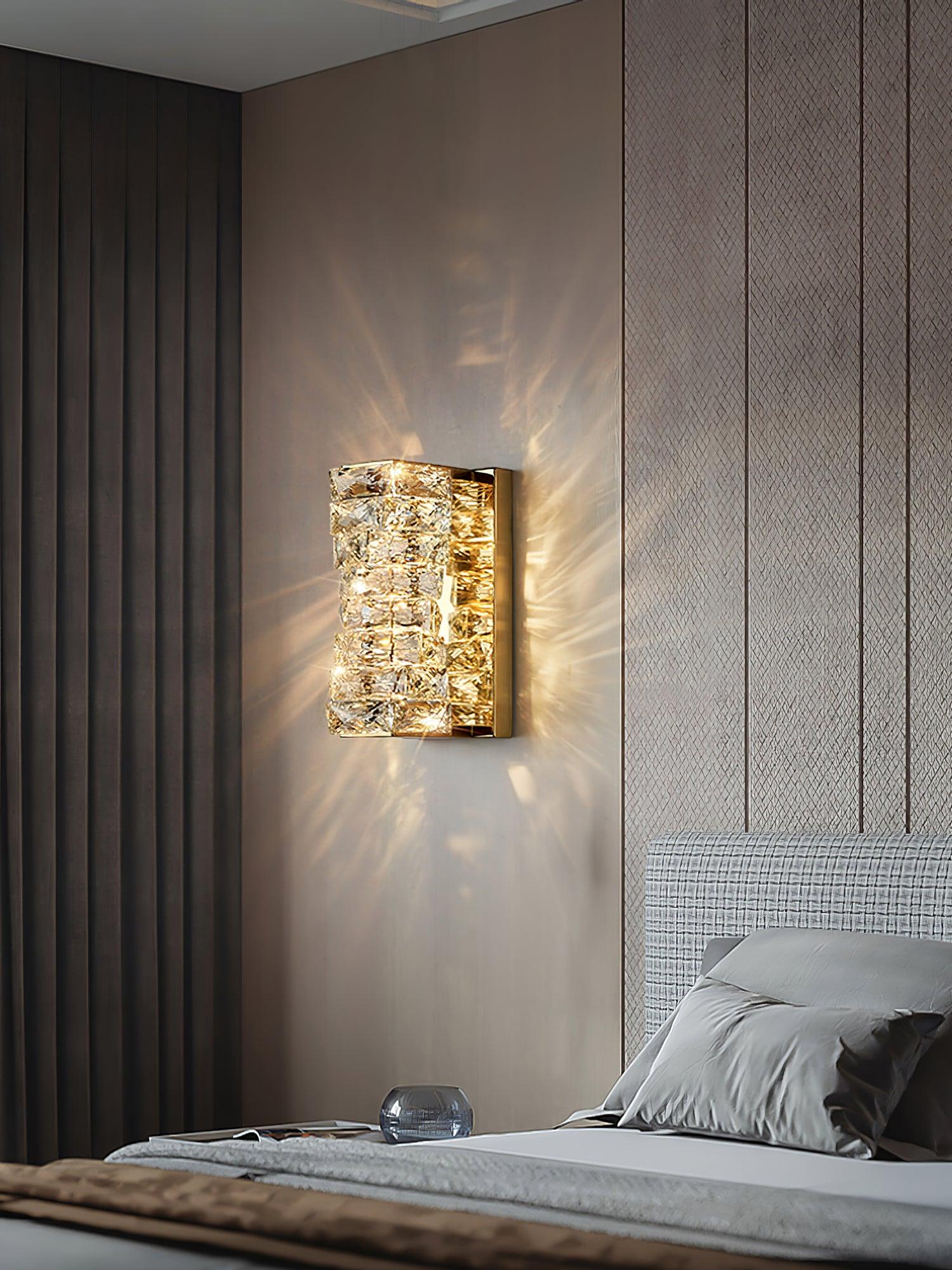 Laminated Crystal Wall Light | Stainless Steel & Crystal | Gold/Chrome