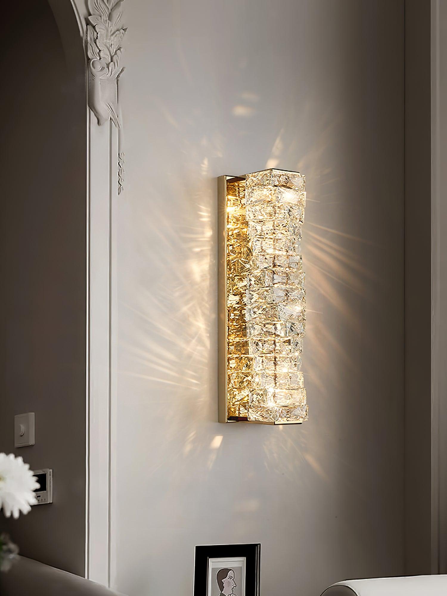Laminated Crystal Wall Light | Stainless Steel & Crystal | Gold/Chrome