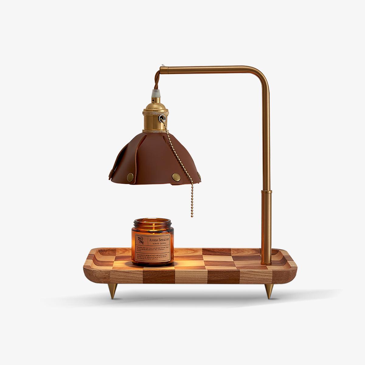Lampade Table Lamp | Walnut & Leather | Brown Shade