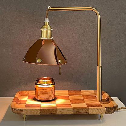 Lampade Table Lamp | Walnut & Leather | Brown Shade
