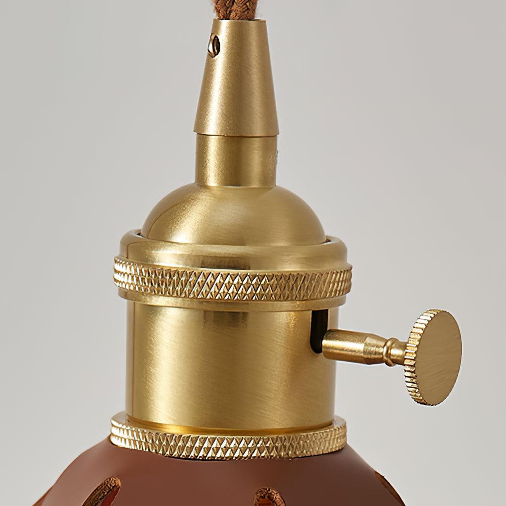 Lampade Table Lamp | Walnut & Leather | Brown Shade