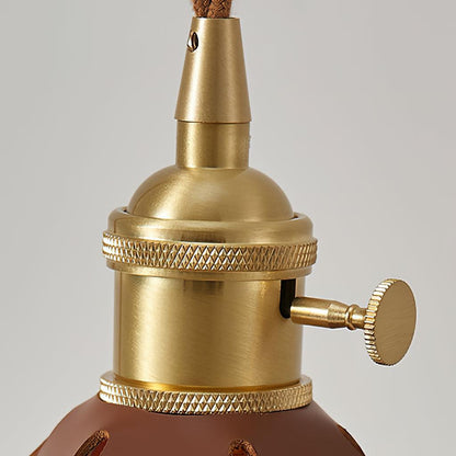 Lampade Table Lamp | Walnut & Leather | Brown Shade