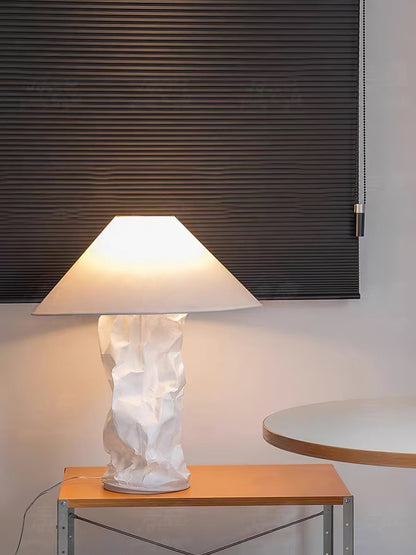 Crinkle Paper Table Lamp | White Metal & Dupont Paper | 50cm/75cm