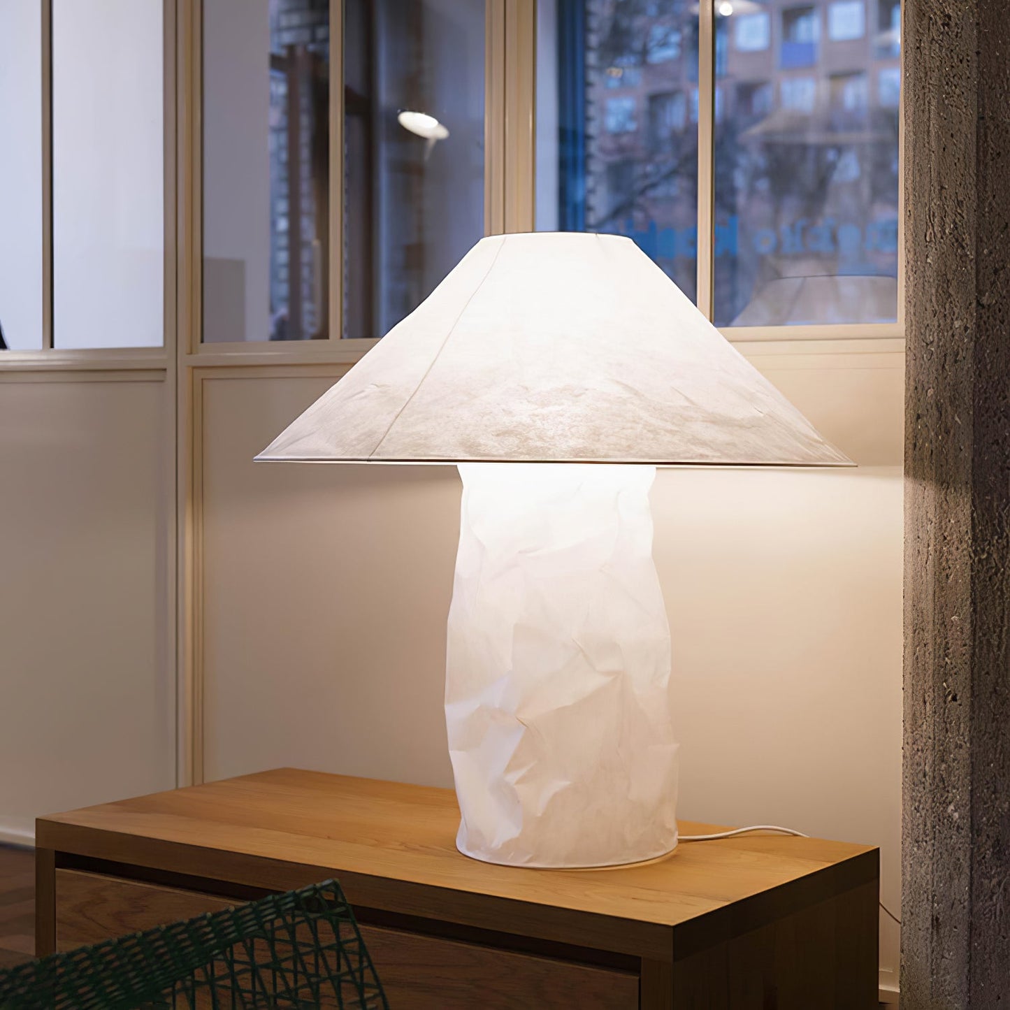 Crinkle Paper Table Lamp | White Metal & Dupont Paper | 50cm/75cm