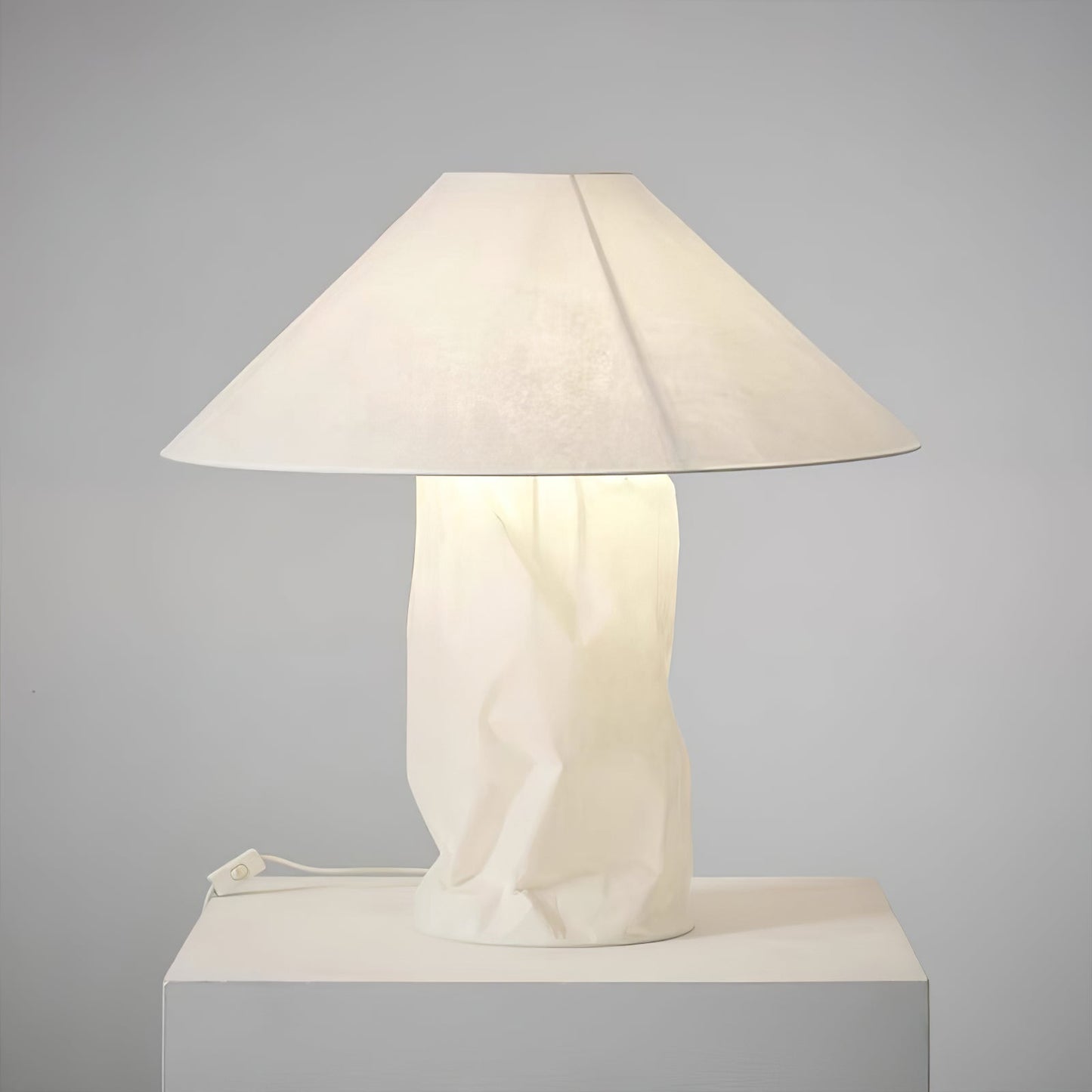 Crinkle Paper Table Lamp | White Metal & Dupont Paper | 50cm/75cm