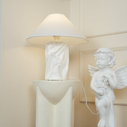 Crinkle Paper Table Lamp | White Metal & Dupont Paper | 50cm/75cm