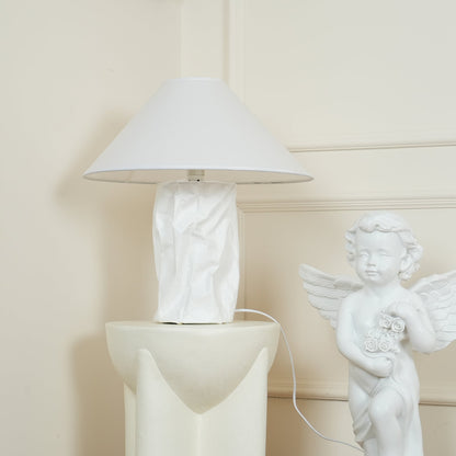 Crinkle Paper Table Lamp | White Metal & Dupont Paper | 50cm/75cm