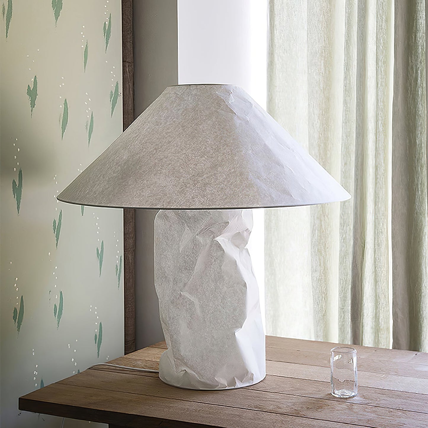 Crinkle Paper Table Lamp | White Metal & Dupont Paper | 50cm/75cm