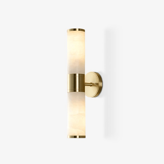 Alabaster Wall Lamp | Antique Brass Finish | White Shade