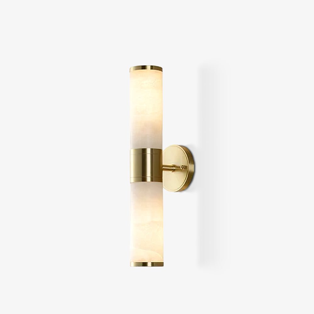 Alabaster Wall Lamp | Antique Brass Finish | White Shade