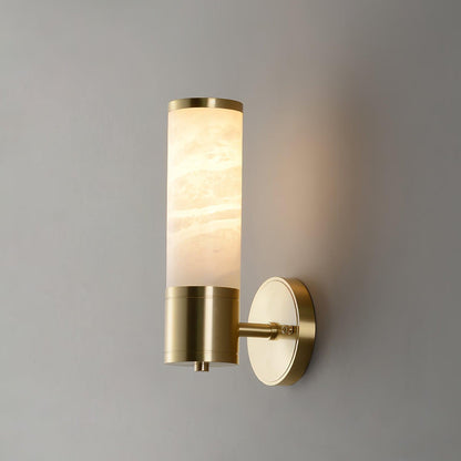 Alabaster Wall Lamp | Antique Brass Finish | White Shade