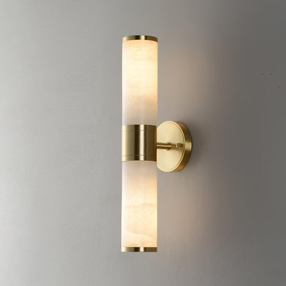 Alabaster Wall Lamp | Antique Brass Finish | White Shade