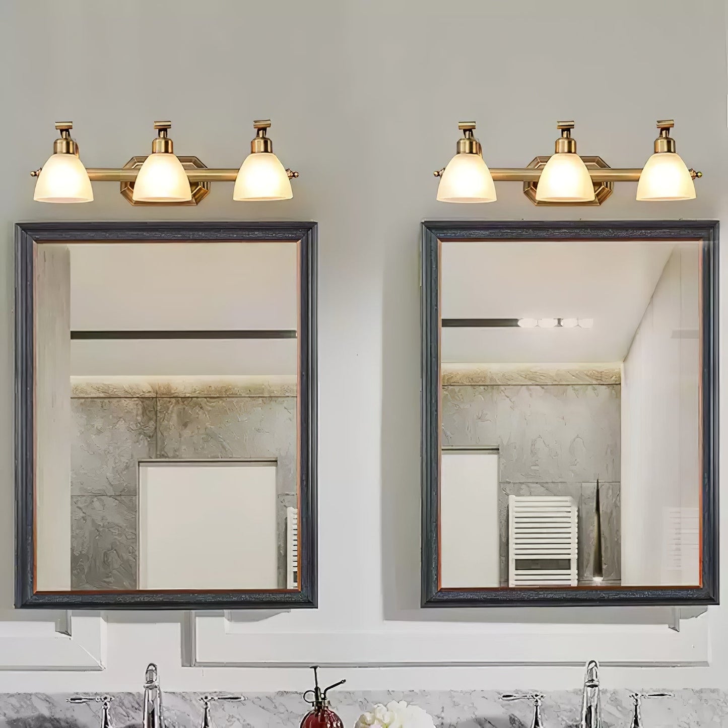 Lana Classic Bath Wall Light | Frosted Glass Shades | Gold