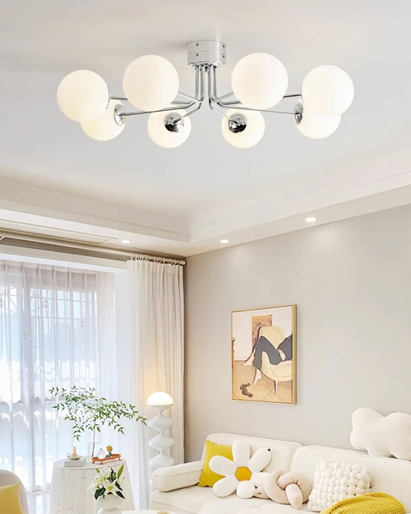 Lanta Ceiling Lamp | Metal & Glass | Chrome or Gold