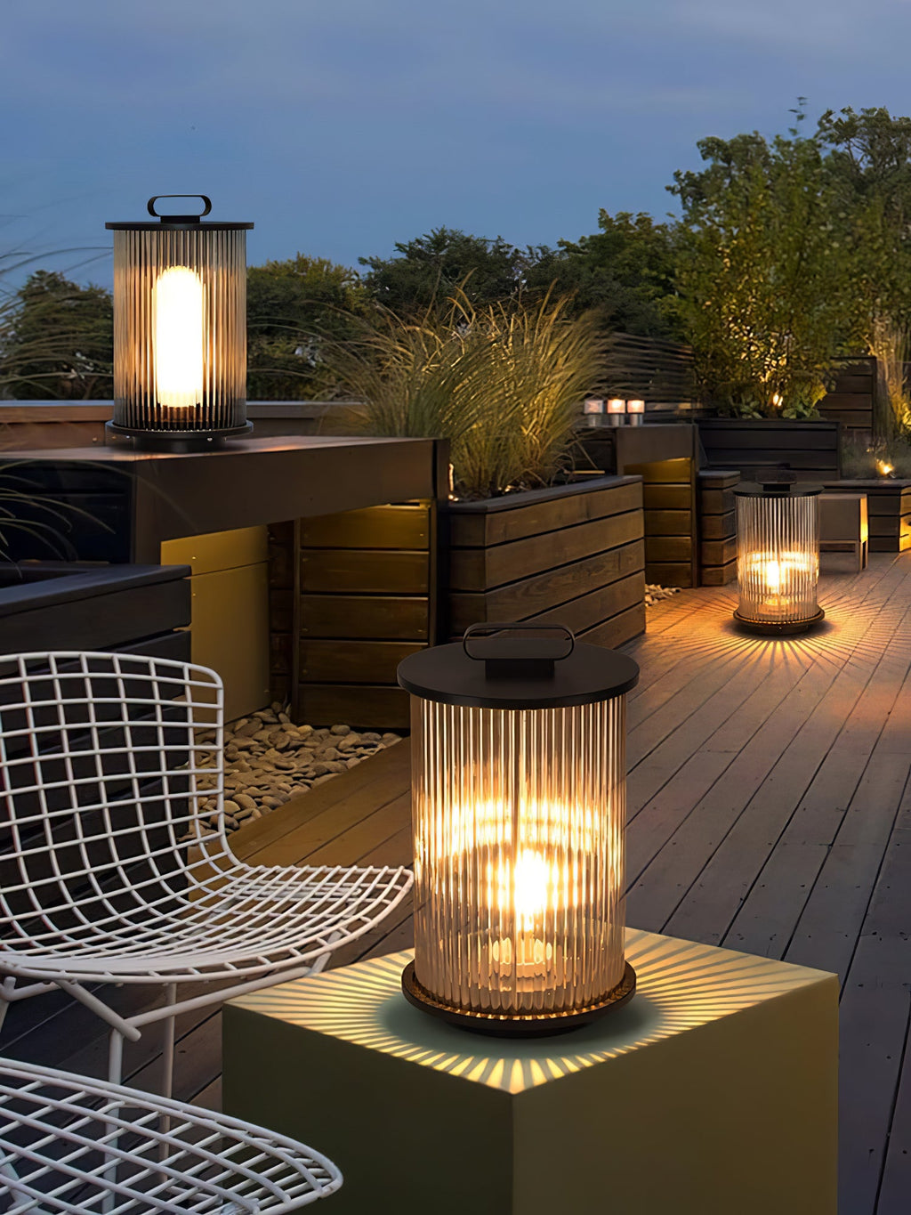Lantern Garden Outdoor Light | Stainless Steel, Glass, Acrylic | Black