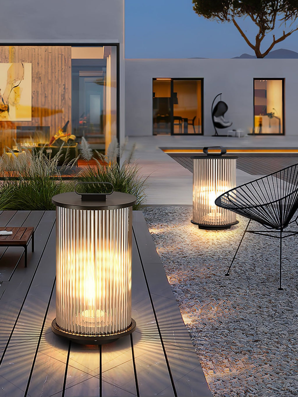Lantern Garden Outdoor Light | Stainless Steel, Glass, Acrylic | Black