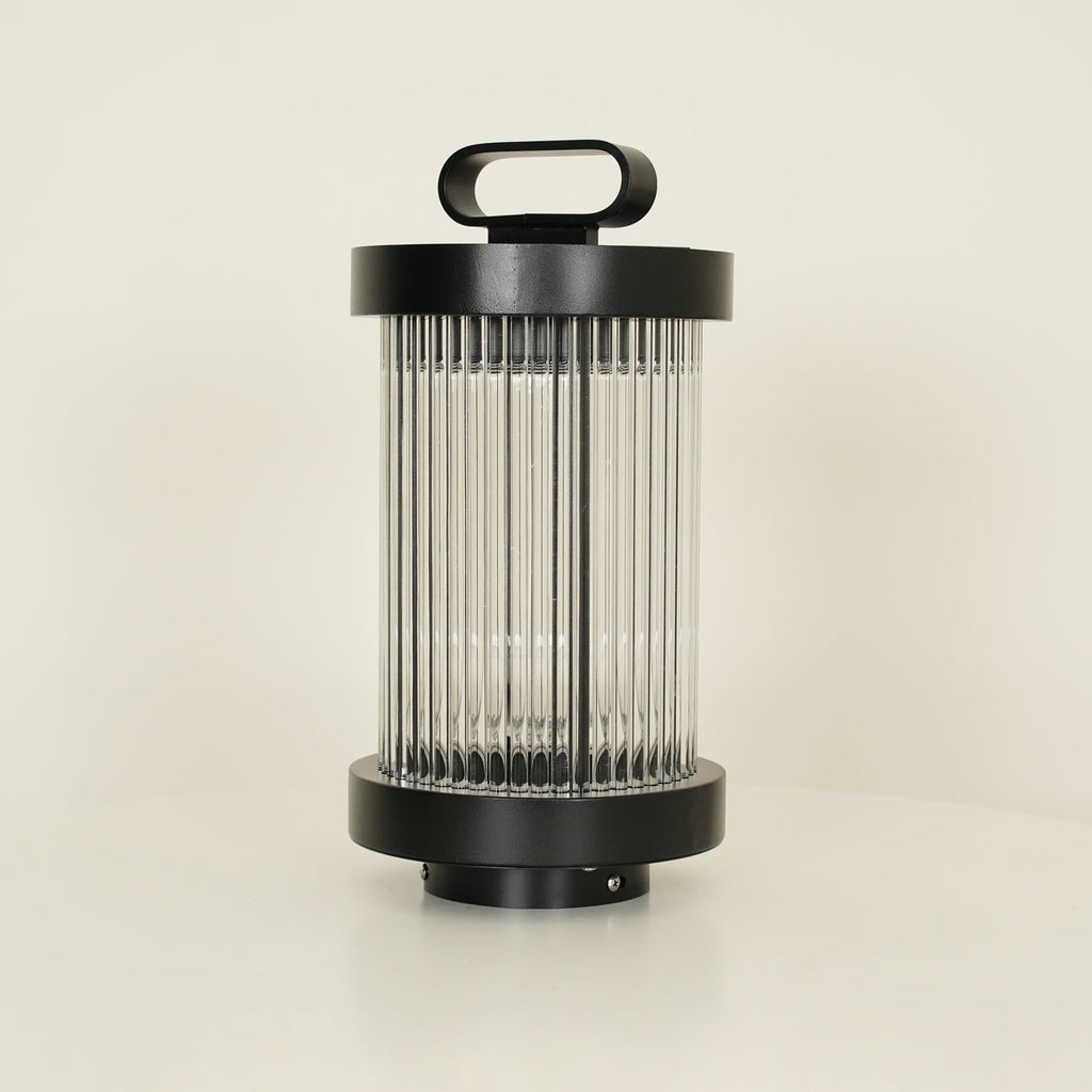 Lantern Garden Solar Outdoor Light | Stainless Steel, Glass, Acrylic | Black
