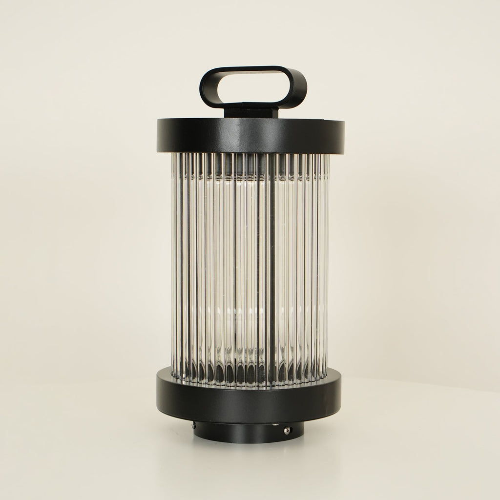 Lantern Garden Solar Outdoor Light | Stainless Steel, Glass, Acrylic | Black