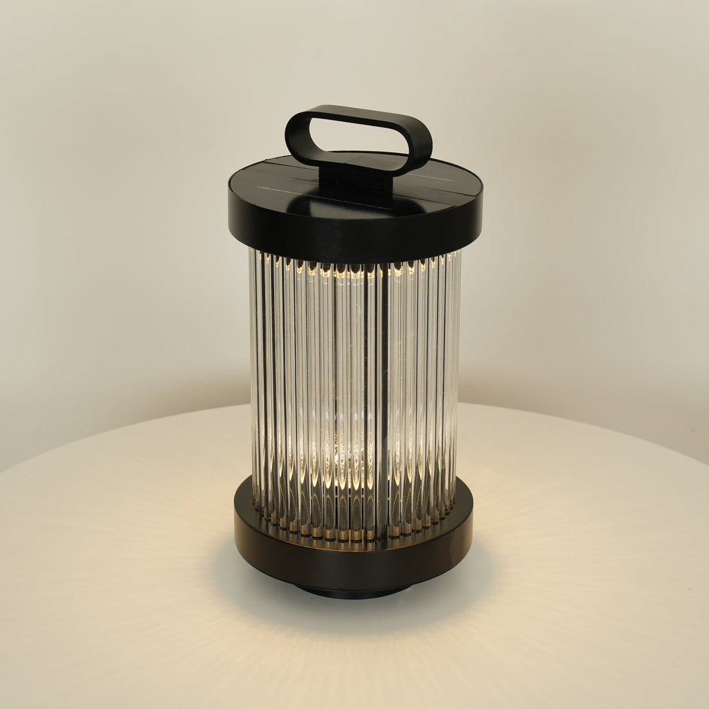 Lantern Garden Solar Outdoor Light | Stainless Steel, Glass, Acrylic | Black